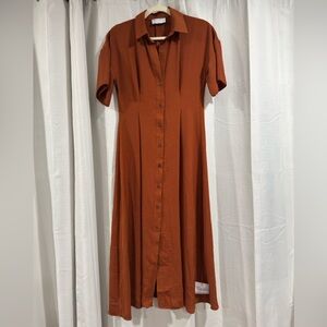 ASOS Terracotta Button-Down Midi Dress